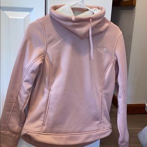 pink north face sweatshirt